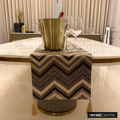 Timberland - Brown Jacquard Silk Decorative Table Runner