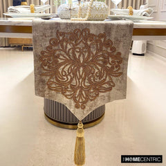 Zarina Goldstitch - Gold Linen Jacquard Decorative Table Runner