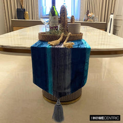 Ombre Teal Love - Teal Blue Velvet Decorative Table Runner