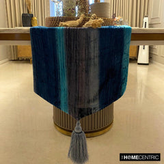 Ombre Teal Love - Teal Blue Velvet Decorative Table Runner