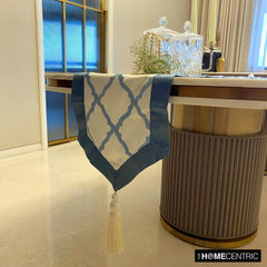 Adonia - Blue Satin Decorative Table Runner