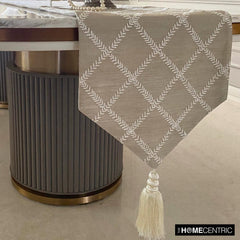 Marlowe Beige - Beige Jacquard Decorative Table Runner