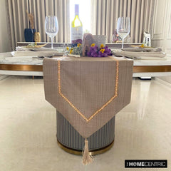 Bohemian Beauty - Beige Jute Decorative Table Runner
