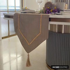 Bohemian Beauty - Beige Jute Decorative Table Runner