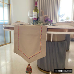Beige Jute & Cotton Decorative Table Runners - Jute Vibes