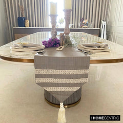 Pearl Serenade - Beige Jute Decorative Table Runner