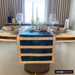Azriel - Blue Velvet & Suede Decorative Table Runner