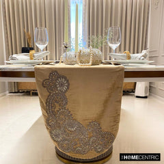 Gold Velvet Decorative Table Runners - Paisley Swirl