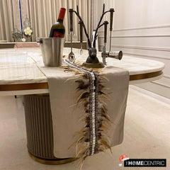 Beige Linen Decorative Table Runners - Feather Dream