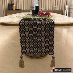 Velvet Black, Brown Decorative Table Runners - Peacock Art Deco