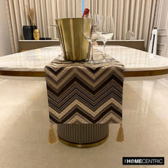 Timberland - Brown Jacquard Silk Decorative Table Runner