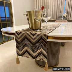 Timberland - Brown Jacquard Silk Decorative Table Runner