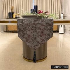 Charcoal Chrome - Grey Faux Leather Decorative Table Runner