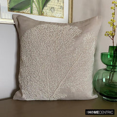 Pearl Shrub - Mocha Cotton Linen Throw Pillow Cover