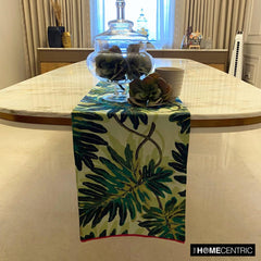 Green Printed Cotton Decorative Table Runners - Tropically