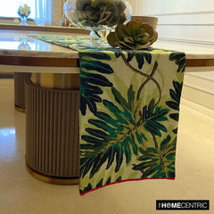 Green Printed Cotton Decorative Table Runners - Tropically