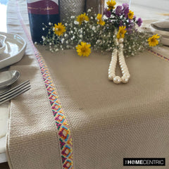 Beige Jute & Cotton Decorative Table Runners - Jute Vibes