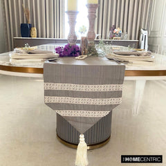 Pearl Serenade - Beige Jute Decorative Table Runner