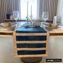 Azriel - Blue Velvet & Suede Decorative Table Runner