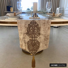 Aurelian Royalty - Gold Jacquard Silk Decorative Table Runner