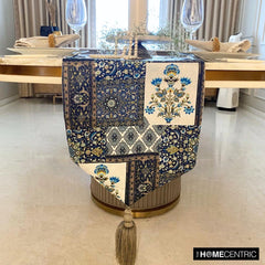 Niloufar Blue - Blue Satin Decorative Table Runner