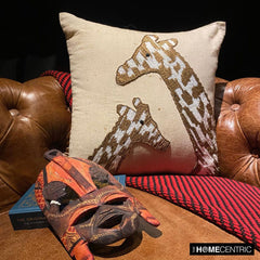 Giraffe Talk - Natural Beige Linen Decorative Euro Sham