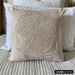 Butterfly Fish - Mocha Cotton Linen Throw Pillow Cover