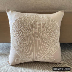 Sea Shell - Natural Beige Cotton Linen Throw Pillow Cover