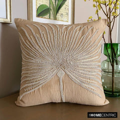 Fragrant Dream - Beige Cotton Linen Throw Pillow Cover