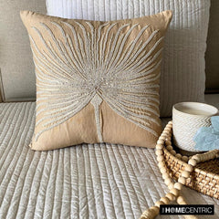 Fragrant Dream - Beige Cotton Linen Throw Pillow Cover