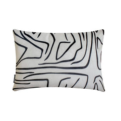 Abstract Mirage - Black And White Cotton Lumbar Pillow Cover