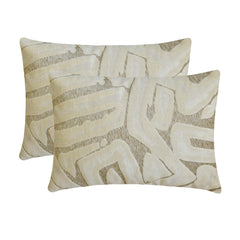 Abstract Drift - Ivory Velvet Lumbar Pillow Cover