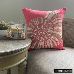 Coral Sea Shells - Coral Pink Cotton Linen Throw Pillow Cover