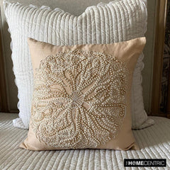 Sea Urchin - Beige Cotton Linen Throw Pillow Cover