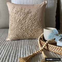 Jute Drought - Beige Cotton Linen Throw Pillow Cover