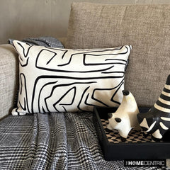 Abstract Mirage - Black And White Cotton Lumbar Pillow Cover