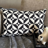 Mono Shadow - Black And White Cotton Lumbar Pillow Cover