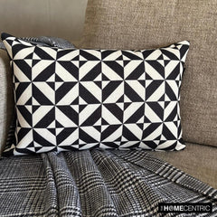 Mono Shadow - Black And White Cotton Lumbar Pillow Cover