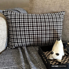 Monochrome Hound - Black And White Cotton Lumbar Pillow Cover