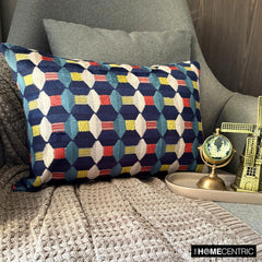 Blue Rhythms - Blue Velvet Lumbar Pillow Cover