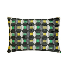 Green Rhythms - Green Velvet Lumbar Pillow Cover