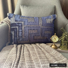 Midnight Path - Blue Velvet Lumbar Pillow Cover