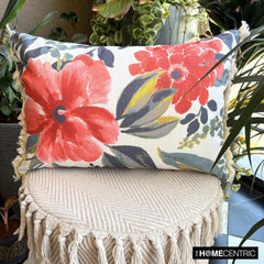 Amarella - Red Cotton Lumbar Pillow Cover