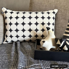 Mono Sphere - Black And White Cotton Lumbar Pillow Cover