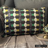 Green Rhythms - Green Velvet Lumbar Pillow Cover