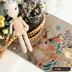 Bloom N Bunny - Beige Linen Decorative Table Runner