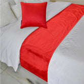 Red Velvet Plush - Velvet Red Decorative Bed Runner and Pillow Cover