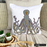 Grey Squid - Gray Cotton Linen Throw Pillow Cover