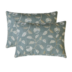Florinda - Blue Gray Cotton Lumbar Pillow Cover