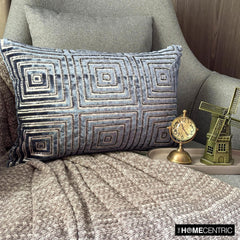 Twilight Mirage - Blue Velvet Lumbar Pillow Cover